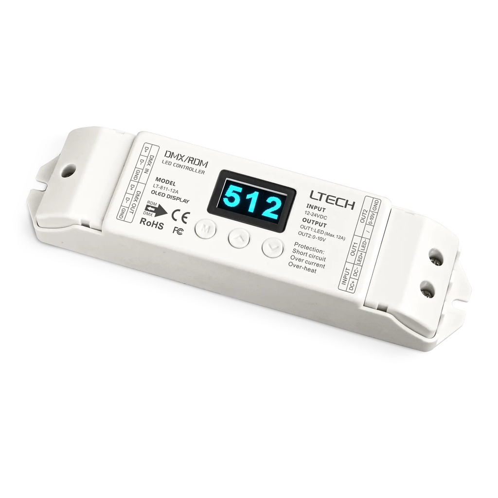 [2275300] LTECH DMX LED driver CV 1x12A OLED Display - LT-811-12A