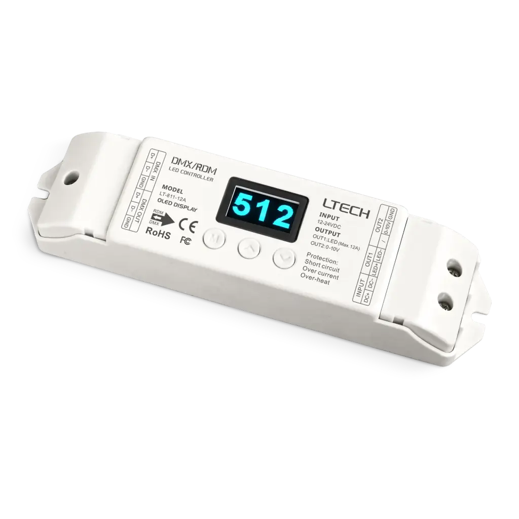 LTECH DMX LED driver CV 1x12A OLED Display - LT-811-12A