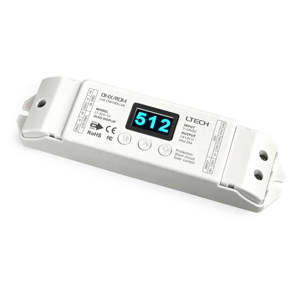 LTECH DMX LED driver CV 4x5A OLED Display - LT-820-5A