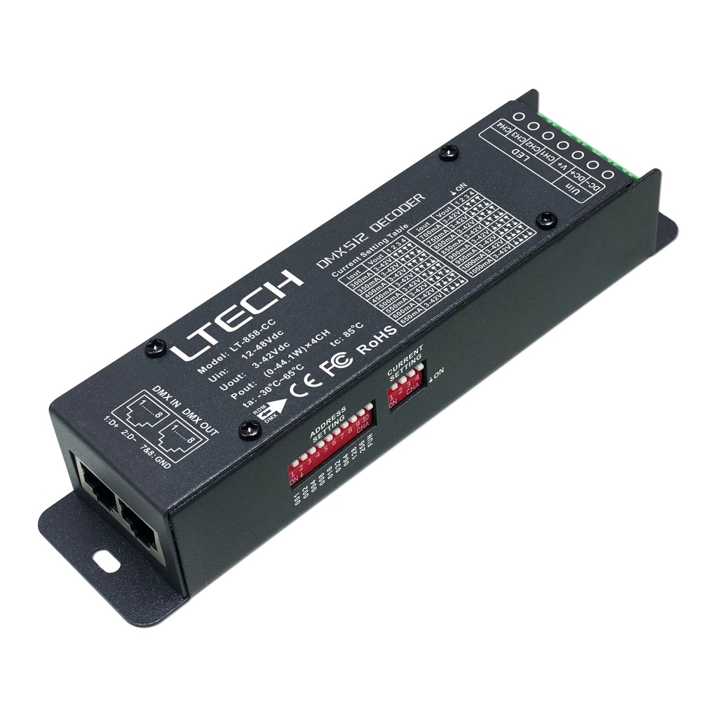 LTECH DMX LED driver CC 4ch 300~1050mA - LT-858-CC