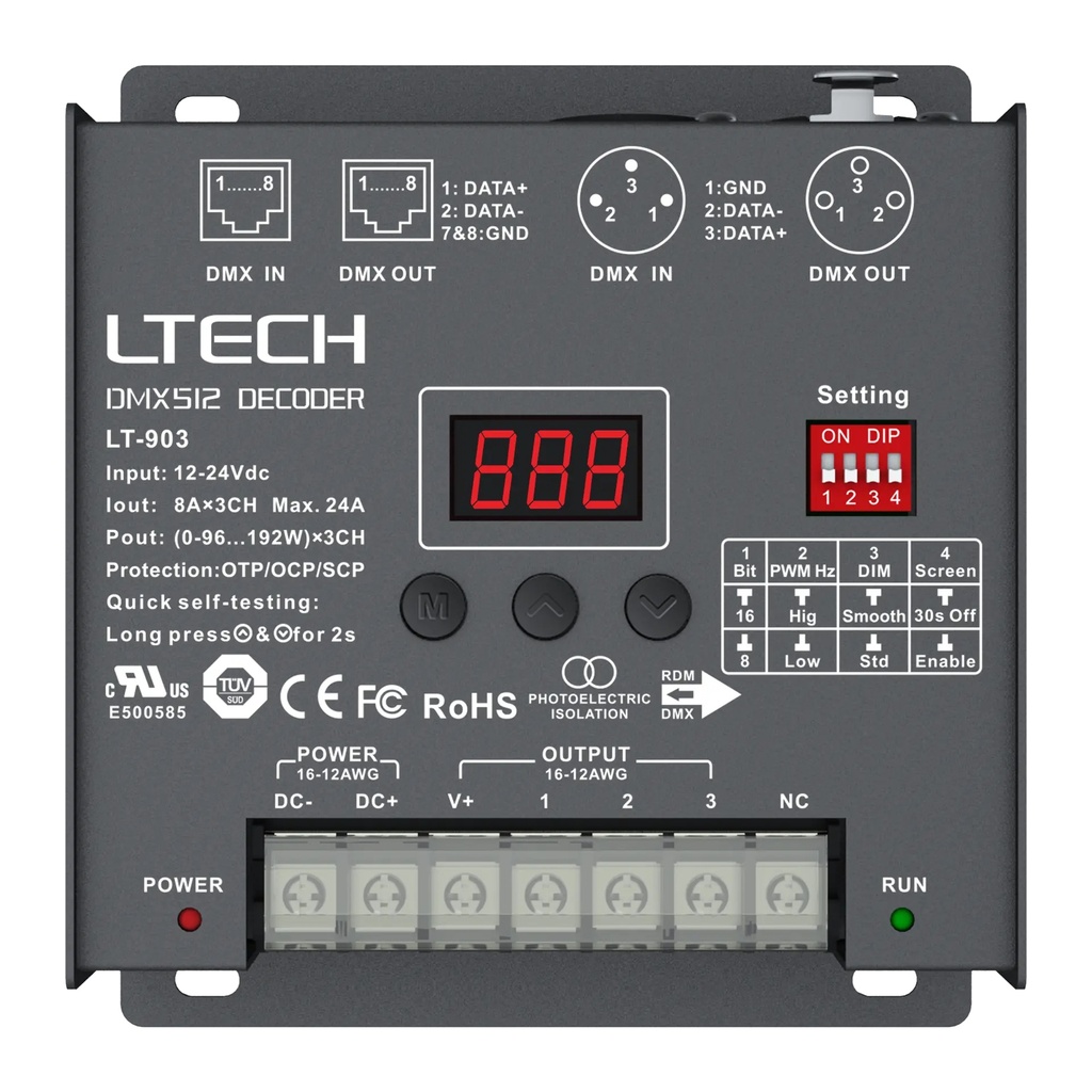 [2279120] LTECH DMX/RDM LED driver CV 3x8A - LT-903
