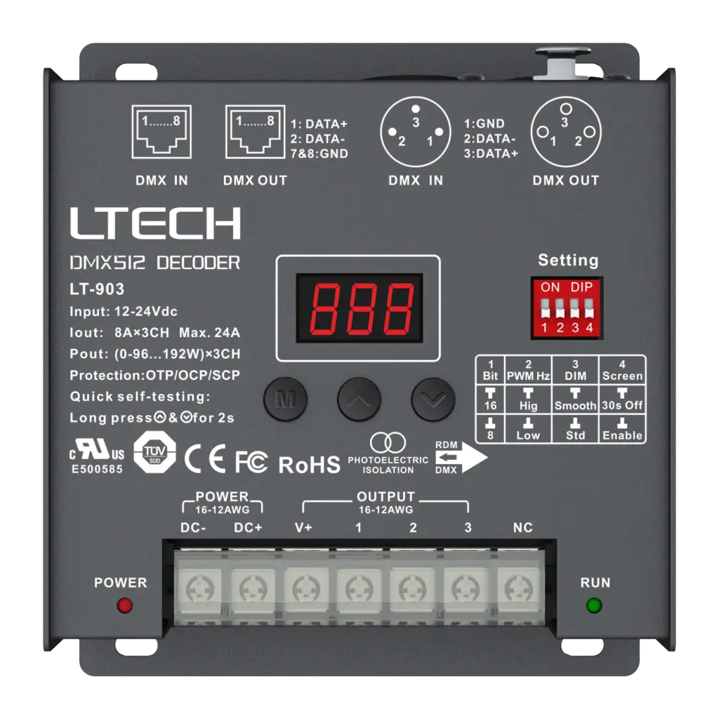LTECH DMX/RDM LED driver CV 3x8A - LT-903