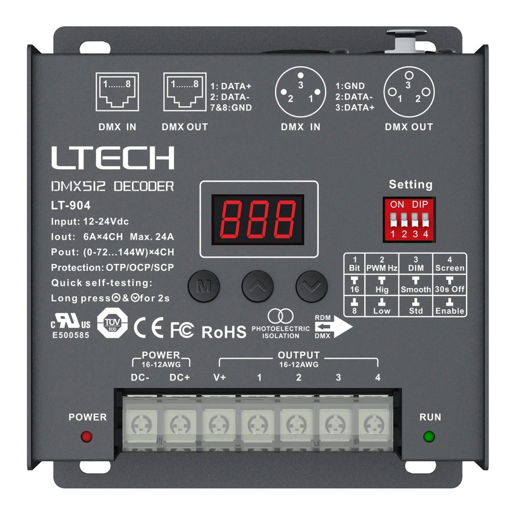 [2279130] LTECH DMX/RDM LED driver CV 4x6A - LT-904