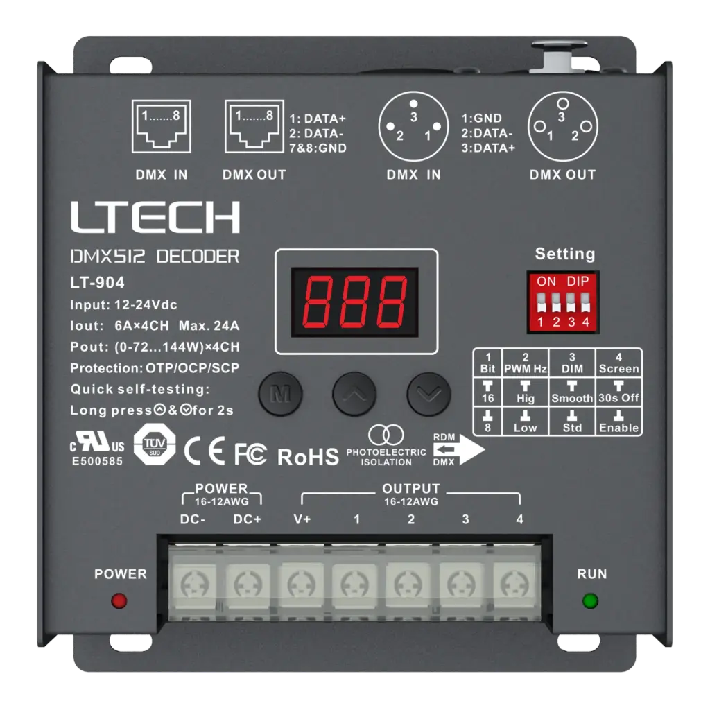 LTECH DMX/RDM LED driver CV 4x6A - LT-904