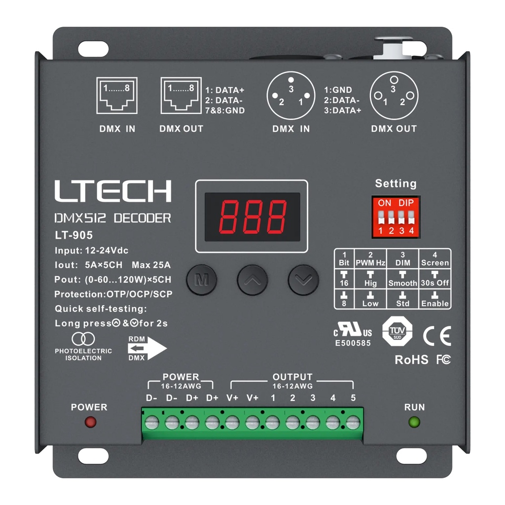 [2279010] LTECH DMX/RDM LED driver CV 5x5A - LT-905
