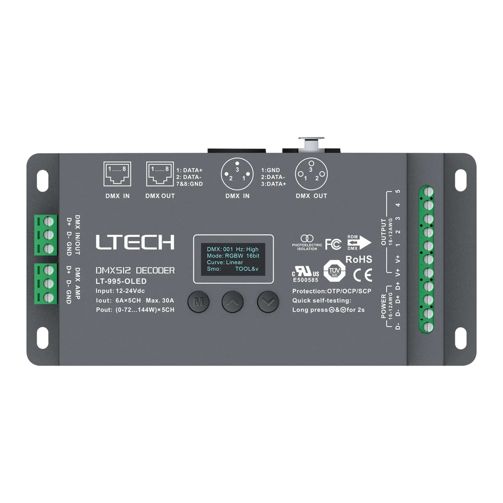 [2279400] LTECH DMX/RDM LED driver CV 5x6A OLED - LT-995-OLED