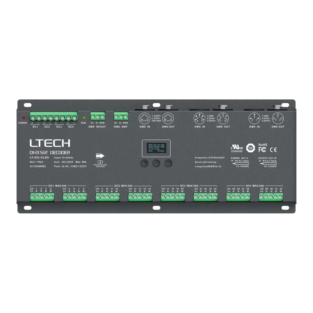 [2279300] LTECH DMX/RDM LED driver CV 32x3A OLED - LT-932-OLED