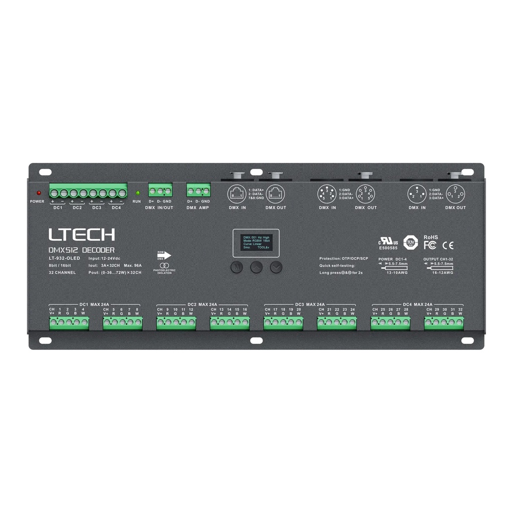 [2279300] LTECH DMX/RDM LED driver CV 32x3A OLED - LT-932-OLED