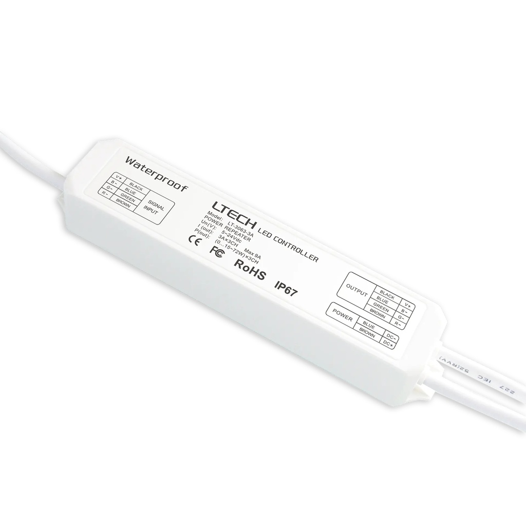 [2310700] LTECH Power repeater CV 3x3A IP68 - LT-3063-3A