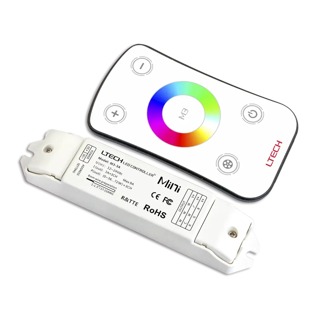 [2266300] LTECH Mini RF remote + receiver CV 3x3A RGB - M3+M3-3A