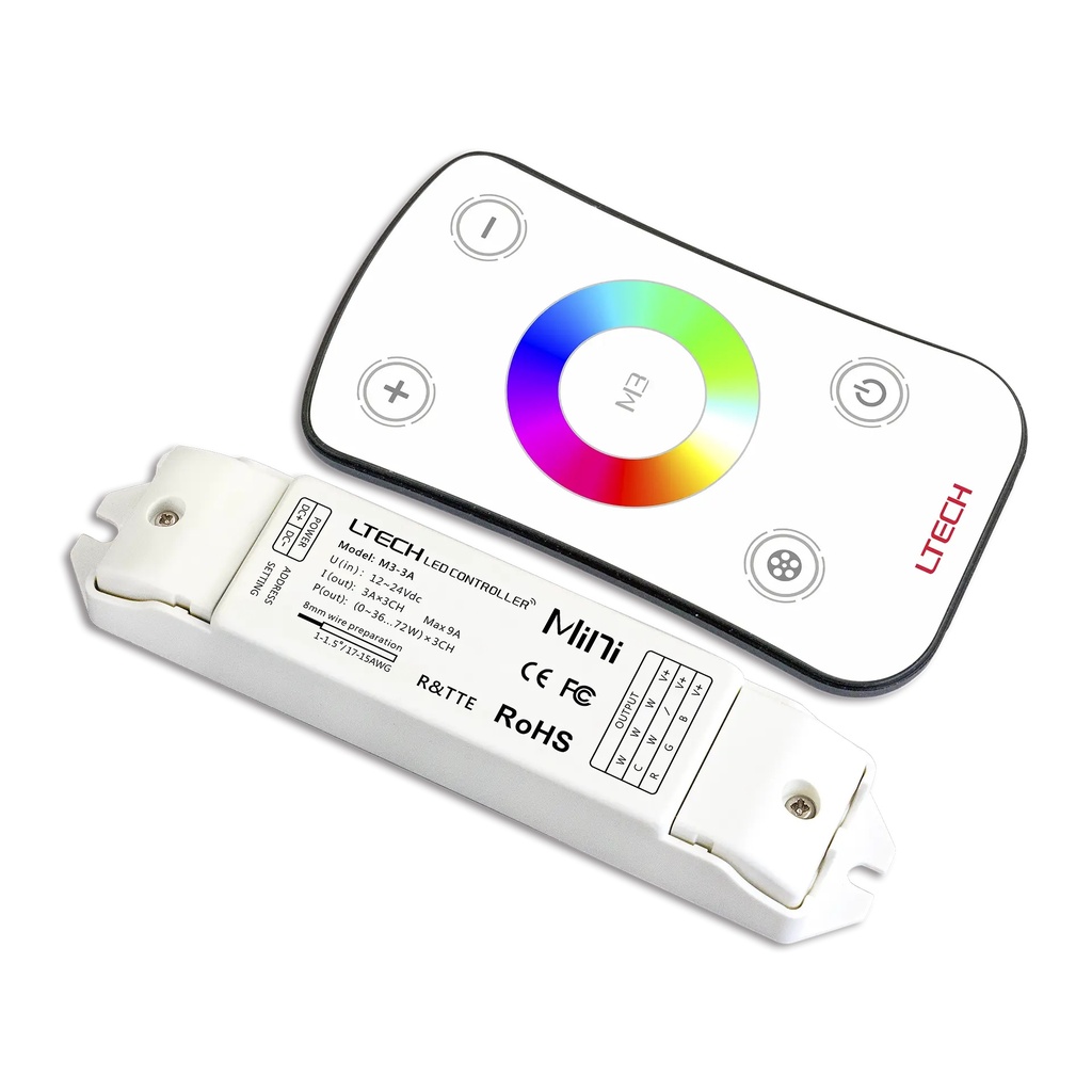 [2266300] LTECH Mini RF remote + receiver CV 3x3A RGB - M3+M3-3A