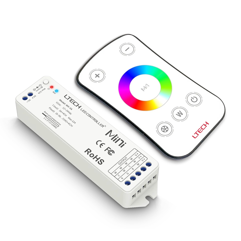 [2266410] LTECH Mini RF remote + receiver CV 4x3A RGBW - M4+M4-3A