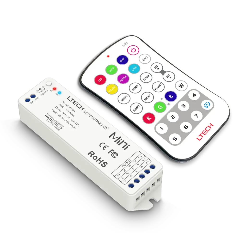 [2266810] LTECH Mini RF remote + receiver CV 4x3A RGBW - M8+M4-3A