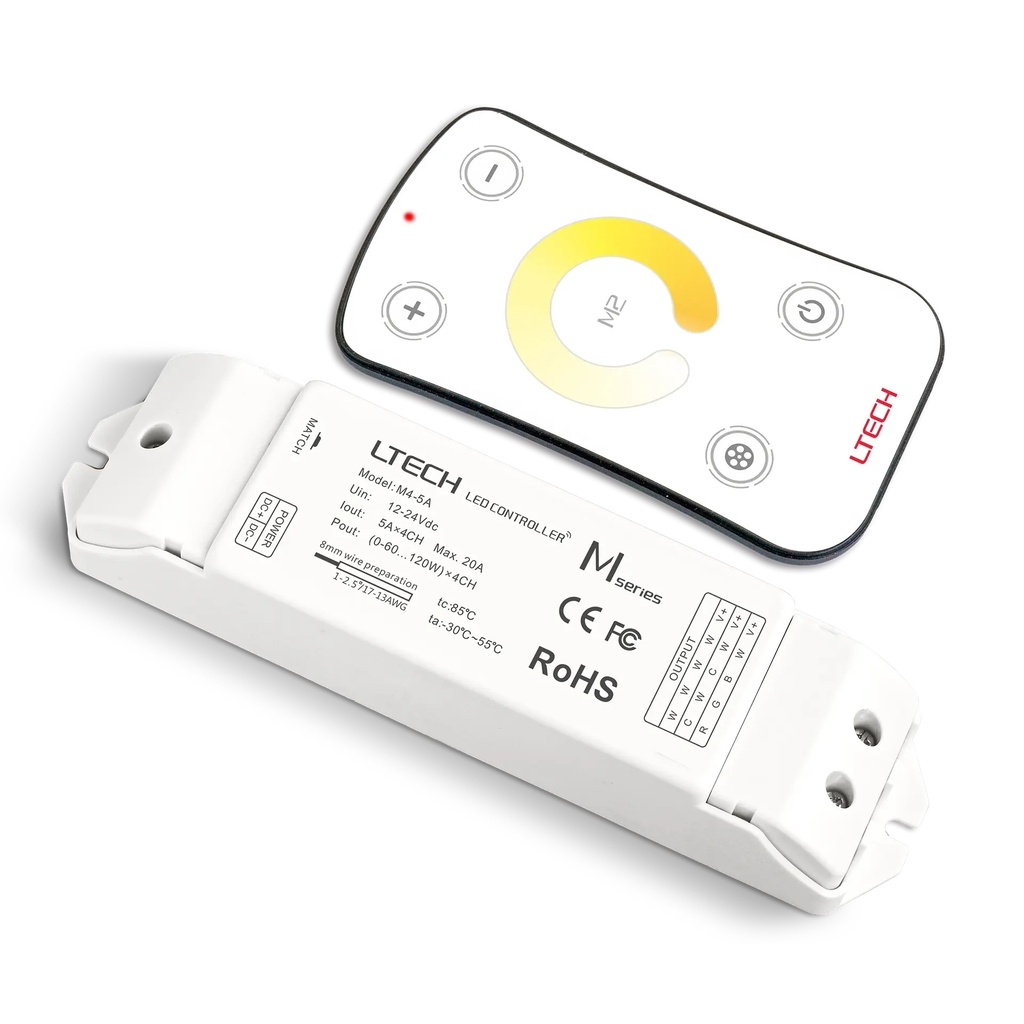 LTECH Mini RF remote + receiver CV 4x5A CT - M2+M4-5A