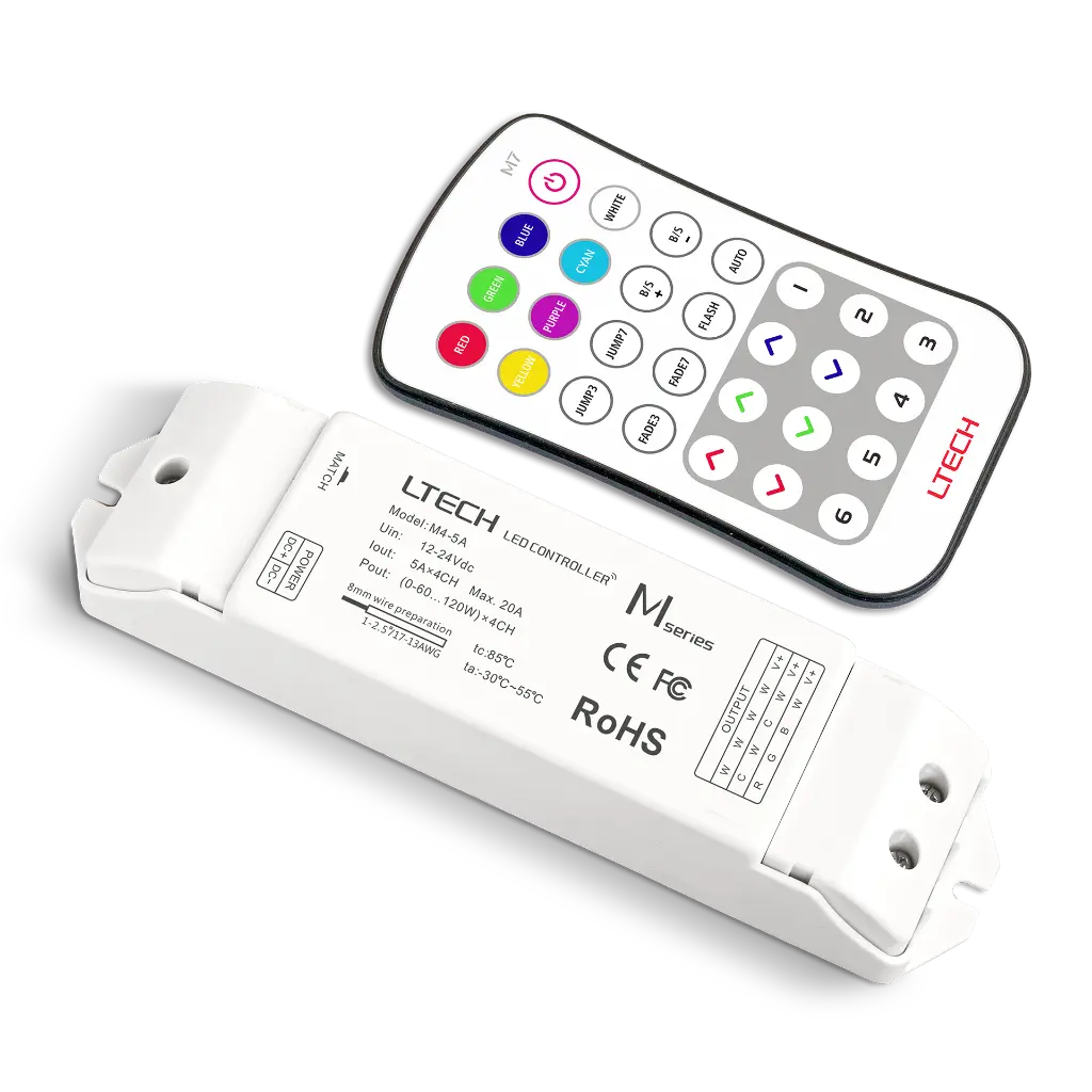 LTECH Mini RF remote + receiver CV 4x5A RGB - M7+M4-5A