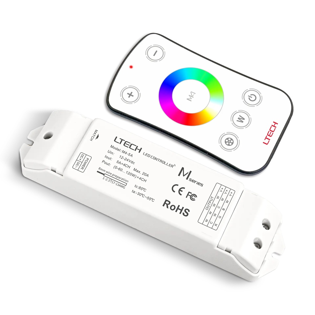 [2266400] LTECH Mini RF remote + receiver CV 4x5A RGBW - M4+M4-5A