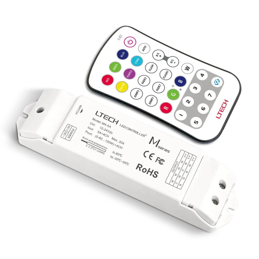 LTECH Mini RF remote + receiver CV 4x5A RGBW - M8+M4-5A
