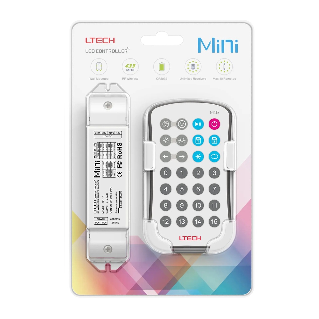 [2266910] LTECH Mini RF remote + receiver SPI - SPI-16S+M16S