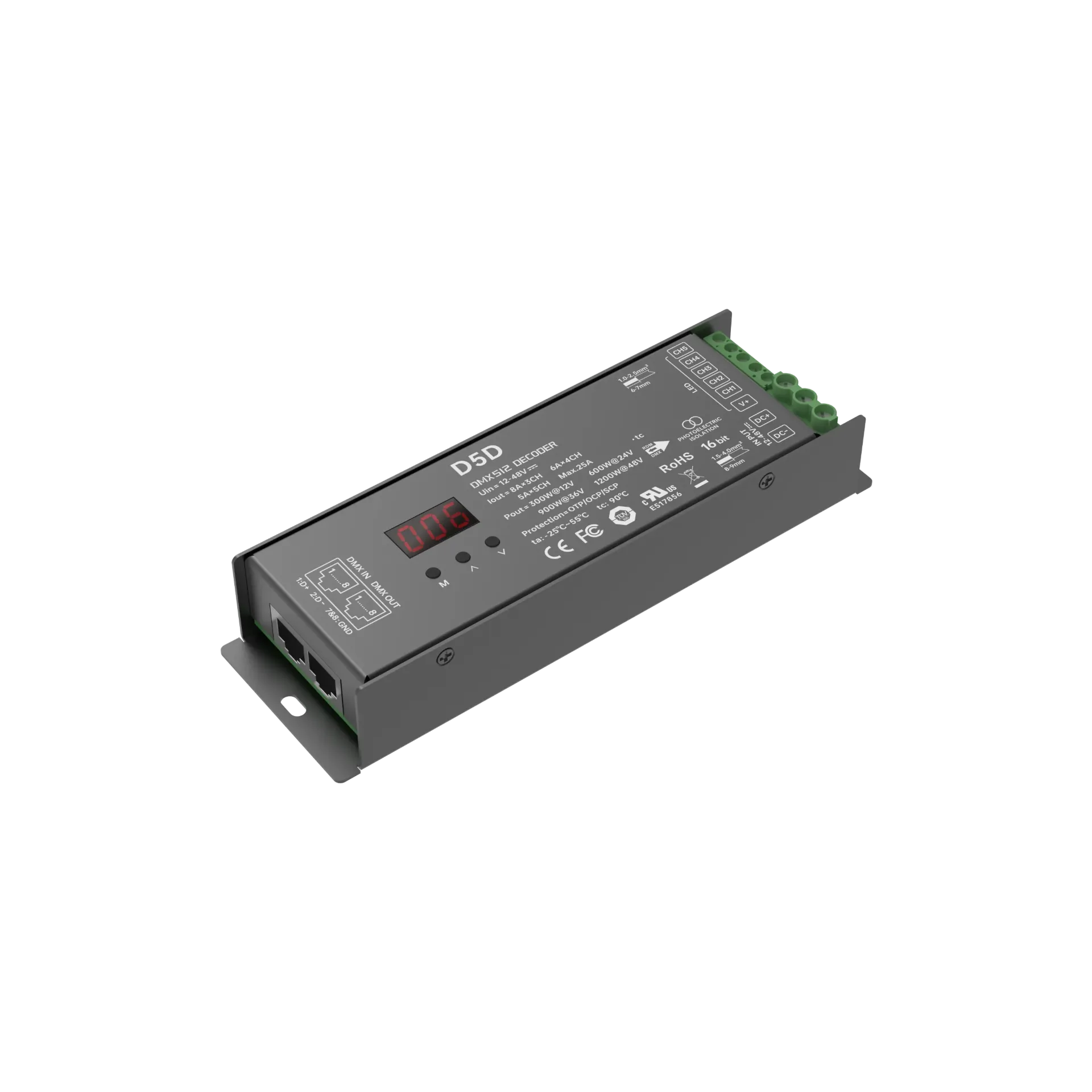 LTECH DMX LED driver CV 3x8A / 4x6A / 5x5A RJ45 - D5D
