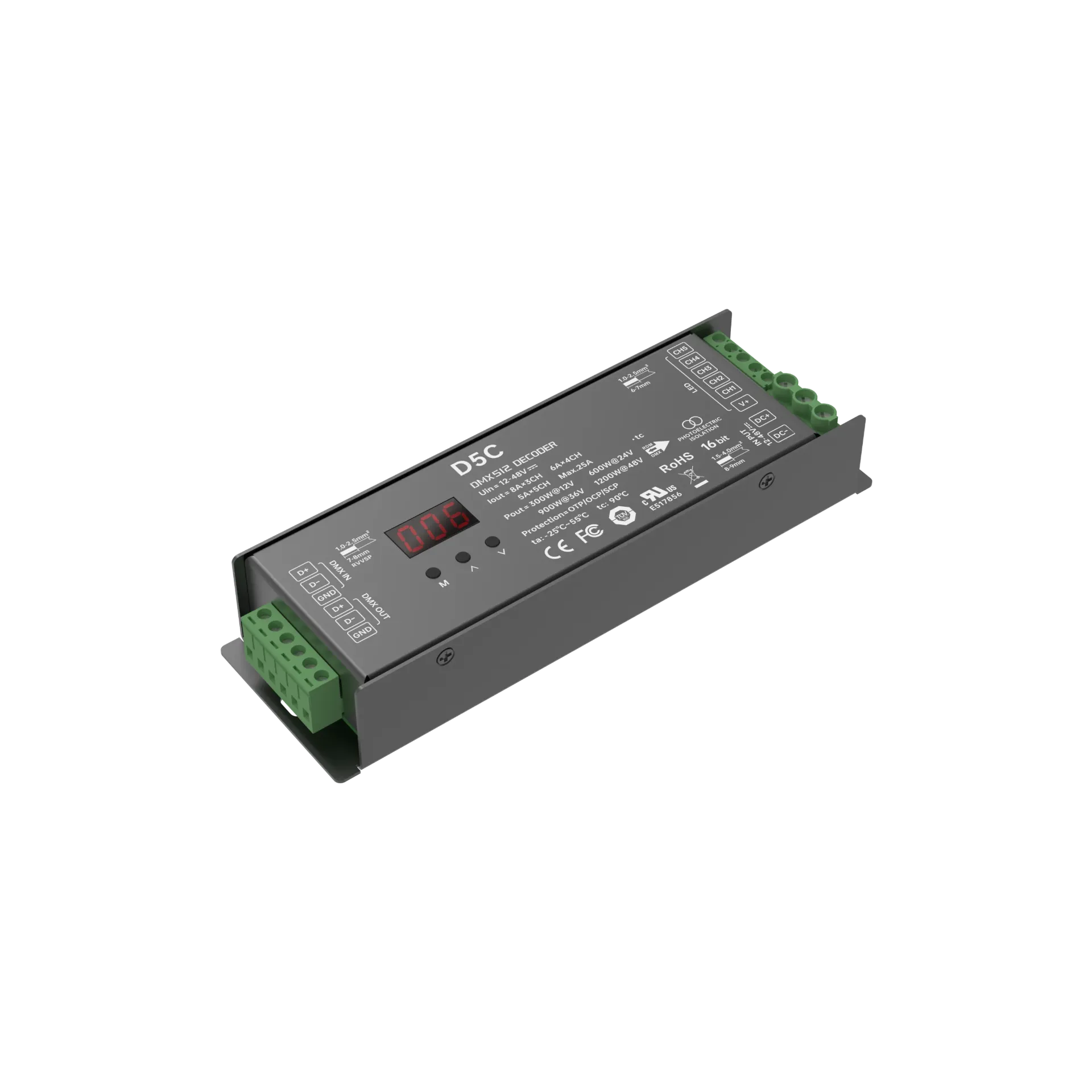 LTECH DMX LED driver CV 3x8A / 4x6A / 5x5A screw terminal - D5C