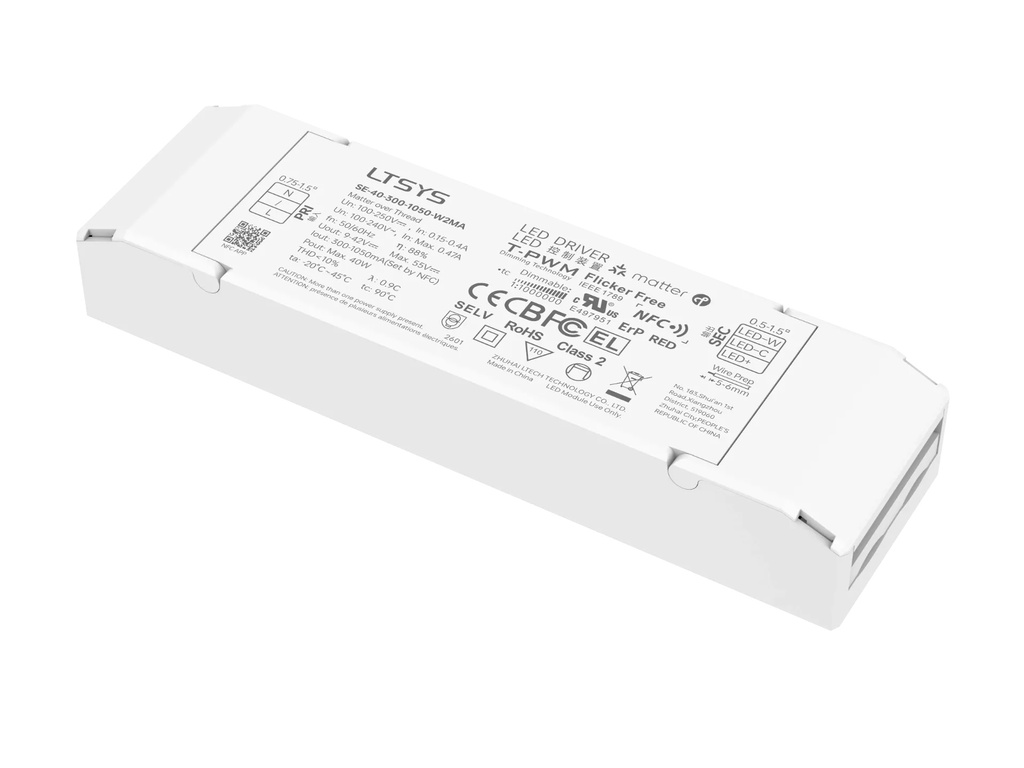 [2400491] LTECH LTSYS Driver CC Matter 2CH 300-1050mA 40W - SE-40-300-1050-W2MA