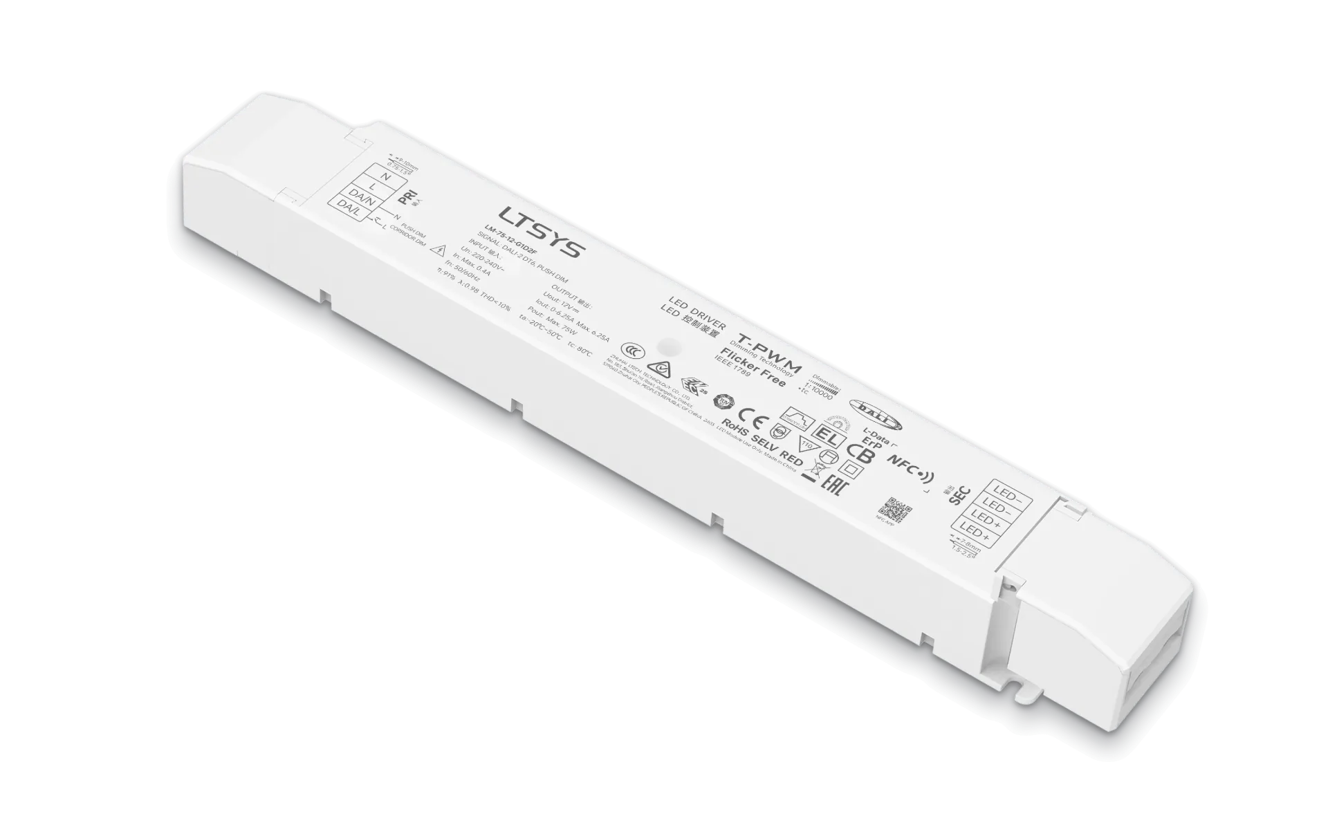 LTECH LTSYS Driver CV DALI-2 1CH 12V 75W NFC - LM-75-12-G1D2F