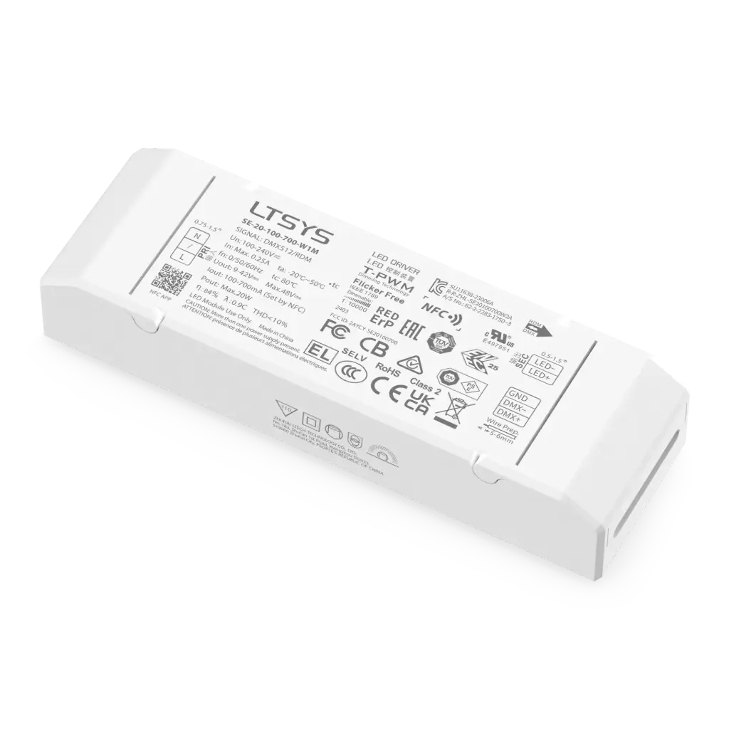 LTECH LTSYS Driver CC DMX 1CH 100-700mA 20W NFC - SE-20-100-700-W1M