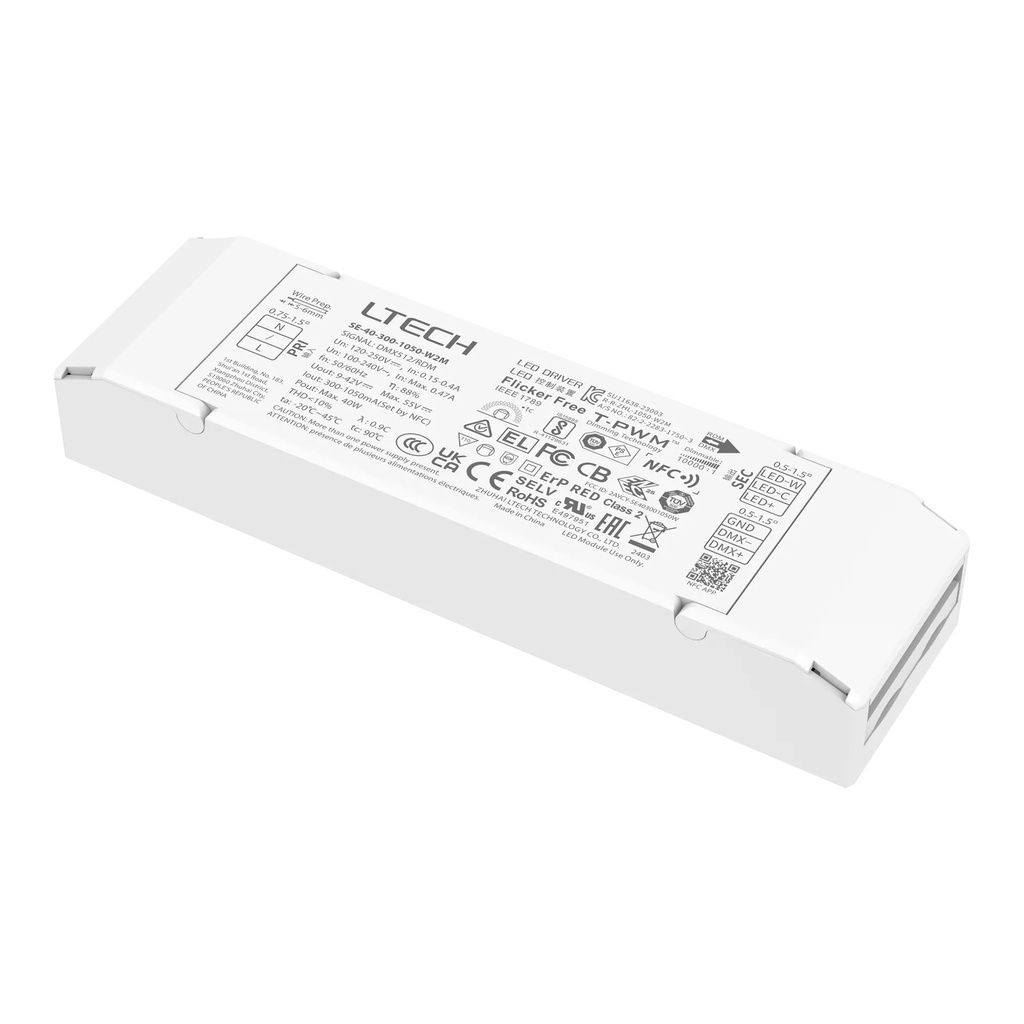 [2278702] LTECH LTSYS Driver CC DMX 2CH 300-1050mA 40W NFC - SE-40-300-1050-W2M