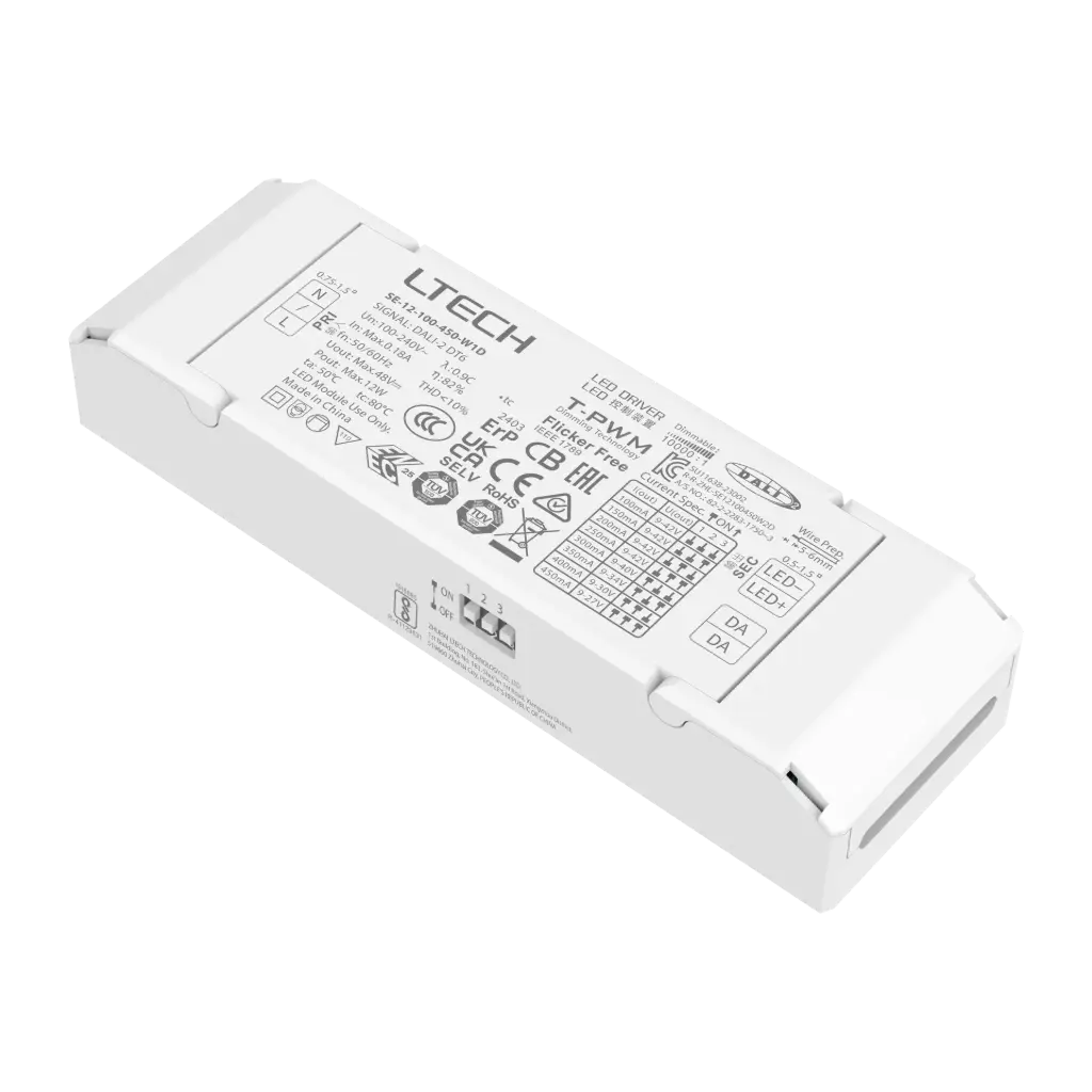 LTECH LTSYS Driver CC DALI DT6 1CH 100-450mA 12W - SE-12-100-450-W1D