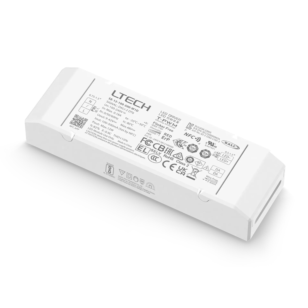 [2827007] LTECH LTSYS Driver CC DALI DT6 1CH 100-500mA 12W NFC UL - SE-12-100-500-W1D