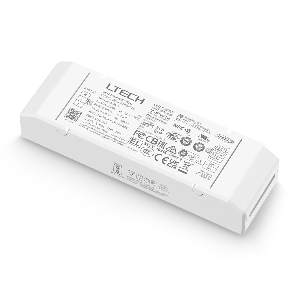 [2827008] LTECH LTSYS Driver CC DALI DT6/DT8 2CH 100-500mA 12W NFC UL - SE-12-100-500-W2D