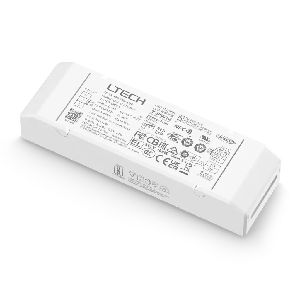 LTECH LTSYS Driver CC DALI DT6/DT8 2CH 100-500mA 12W NFC UL - SE-12-100-500-W2D