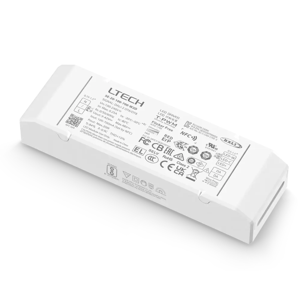 [2827006] LTECH LTSYS Driver CC DALI DT6/DT8 2CH 100-700mA 20W NFC UL - SE-20-100-700-W2D