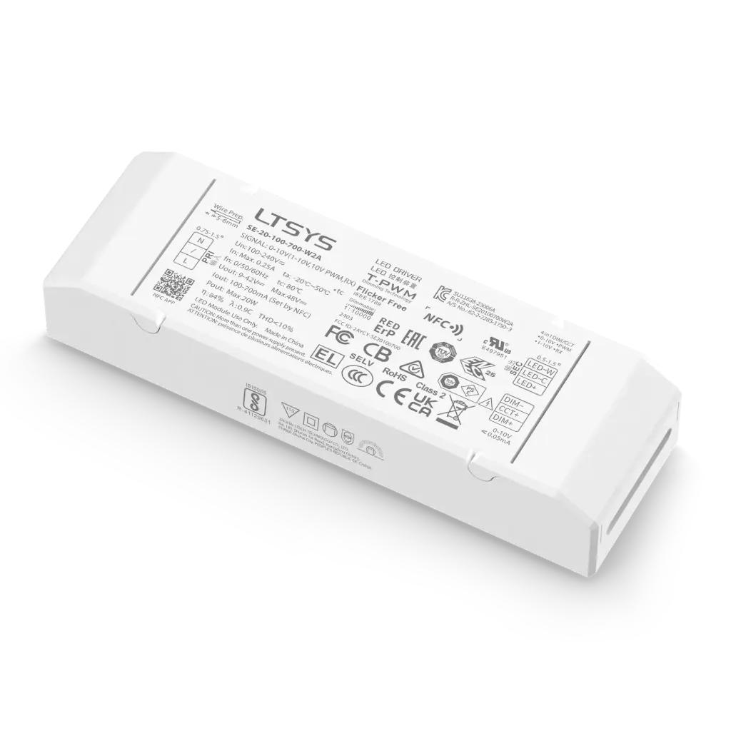 LTECH LTSYS Driver CC 0-10V 2CH 100-700mA 20W - SE-20-100-700-W2A