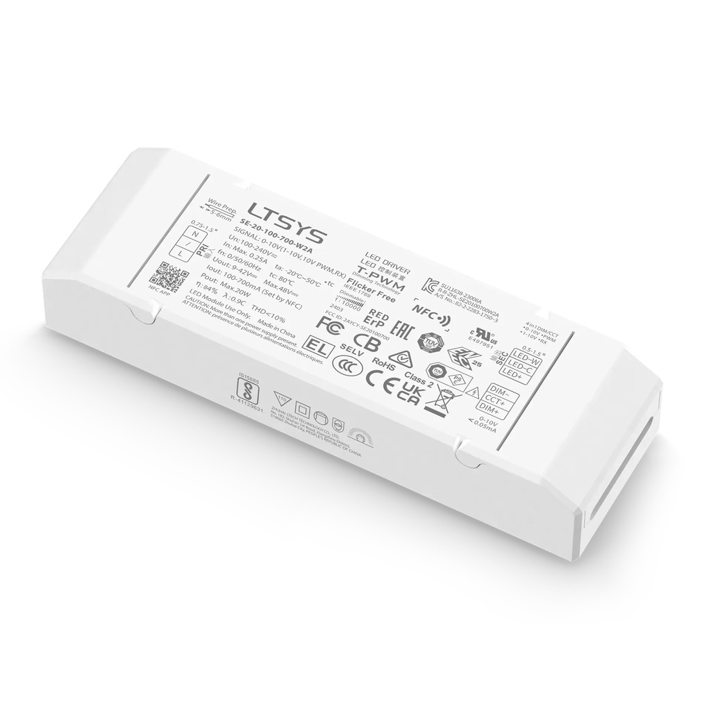 [2833122] LTECH LTSYS Driver CC 0-10V 2CH 100-700mA 20W - SE-20-100-700-W2A