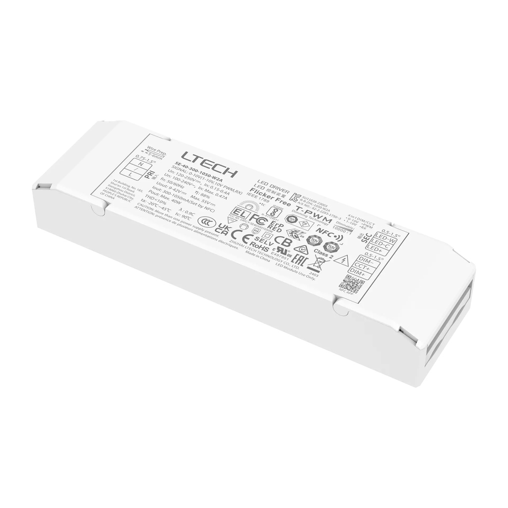 [2833142] LTECH LTSYS Driver CC 0-10V 2CH 300-1050mA 40W - SE-40-300-1050-W2A