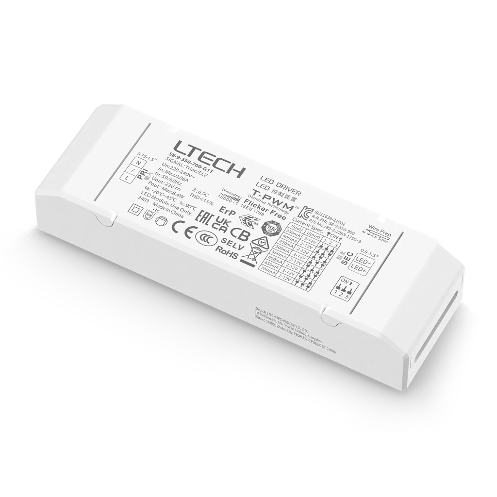 [2845100] LTECH LTSYS Driver CC TRIAC 1CH 350-700mA 9W - SE-9-350-700-G1T