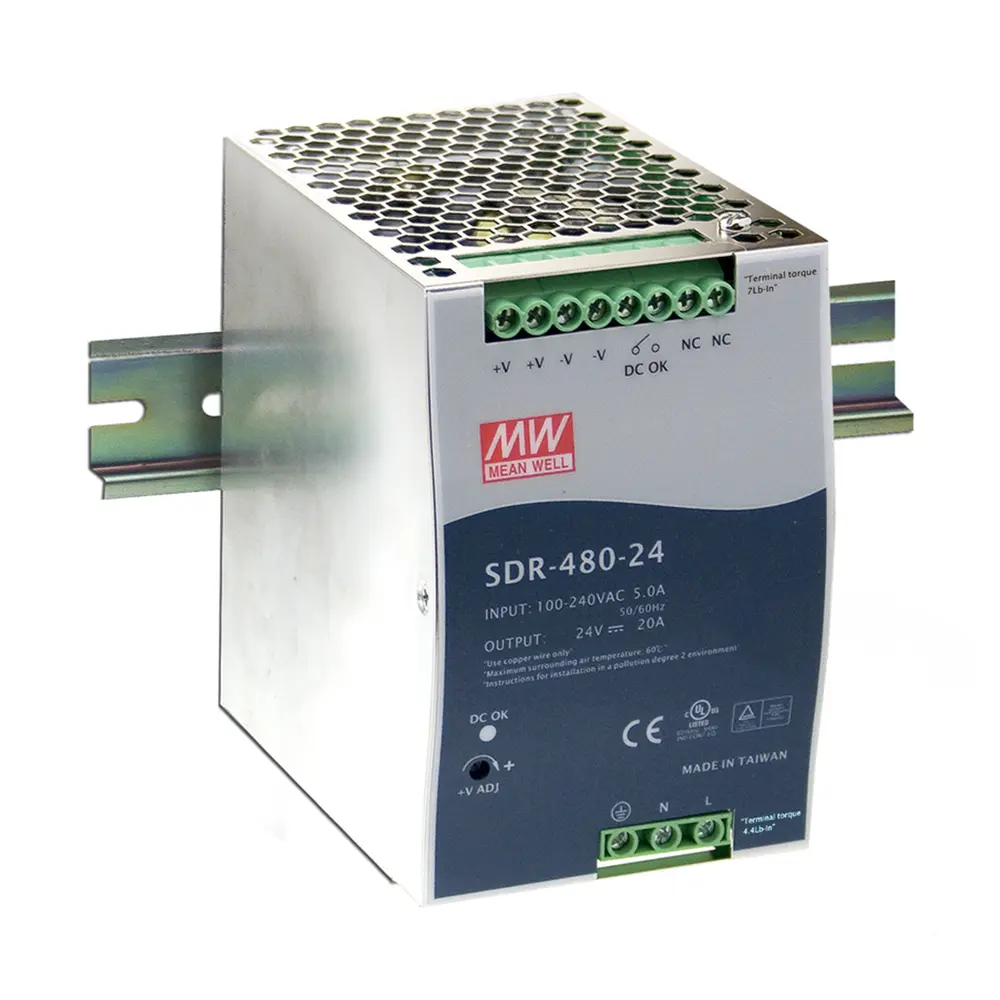 Meanwell PSU 24V 480W DINrail - SDR-480-24