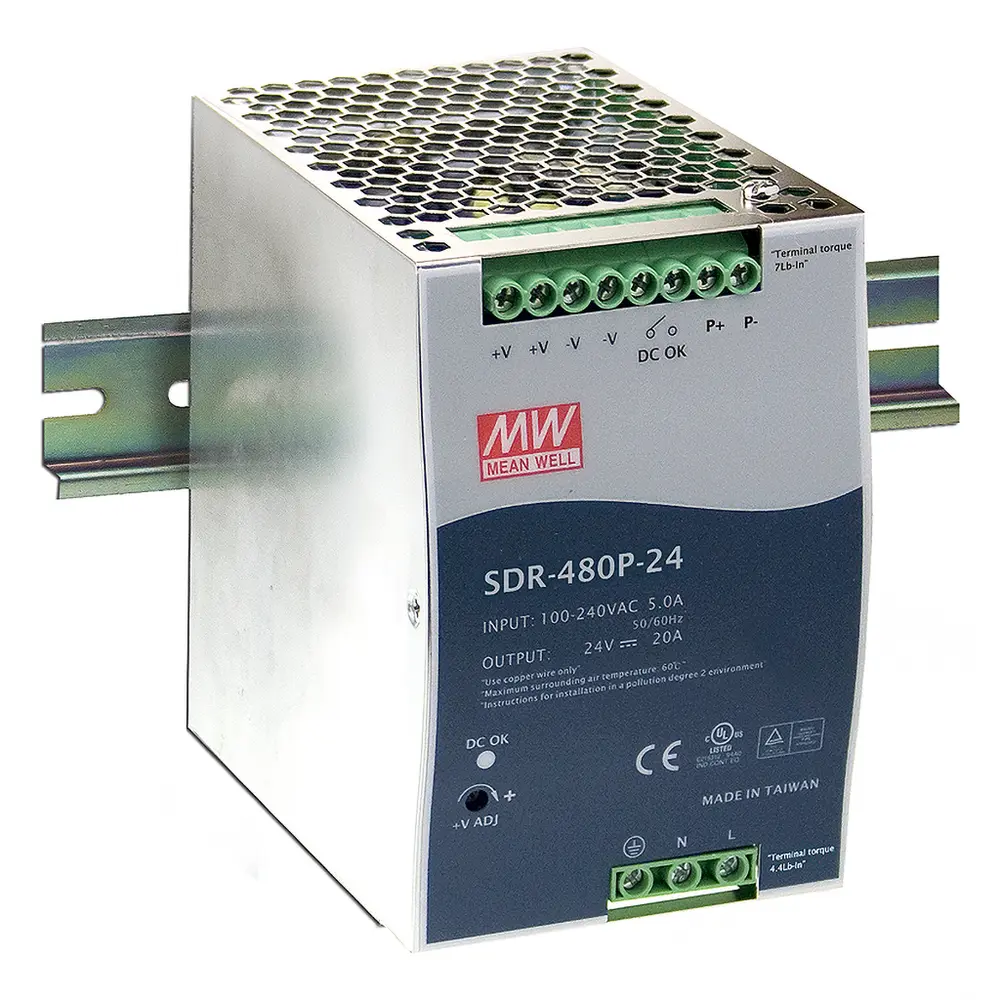 Meanwell PSU 24V 480W DINrail - SDR-480P-24